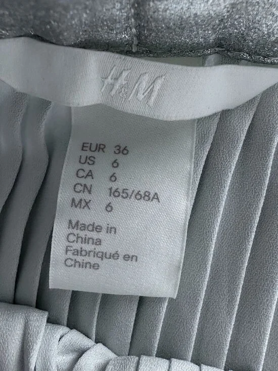 Metallic Accordion Pleated Midi Skirt sz M - Silver - Picture 5 of 7